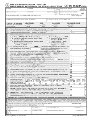 MO Form MO-1040A 2015 - Fill and Sign Printable Template Online