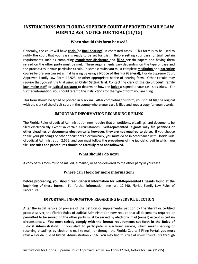 Notice of trial florida Fill out & sign online DocHub