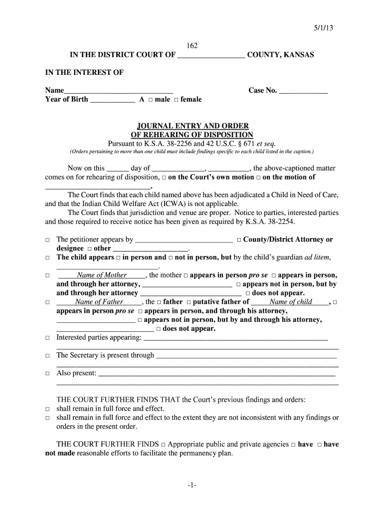 5 1 13 1 162 IN THE DISTRICT COURT OF Kansas Judicial Council