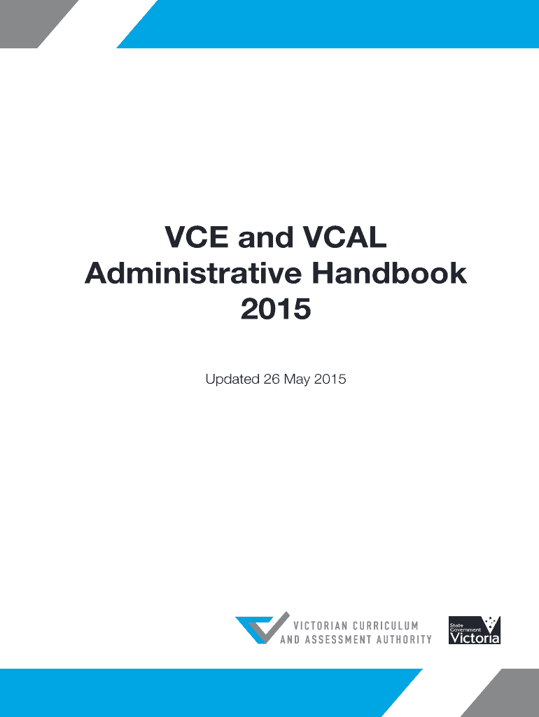 Fillable Online VCE and VCAL Administrative Handbook 2015 Victorian
