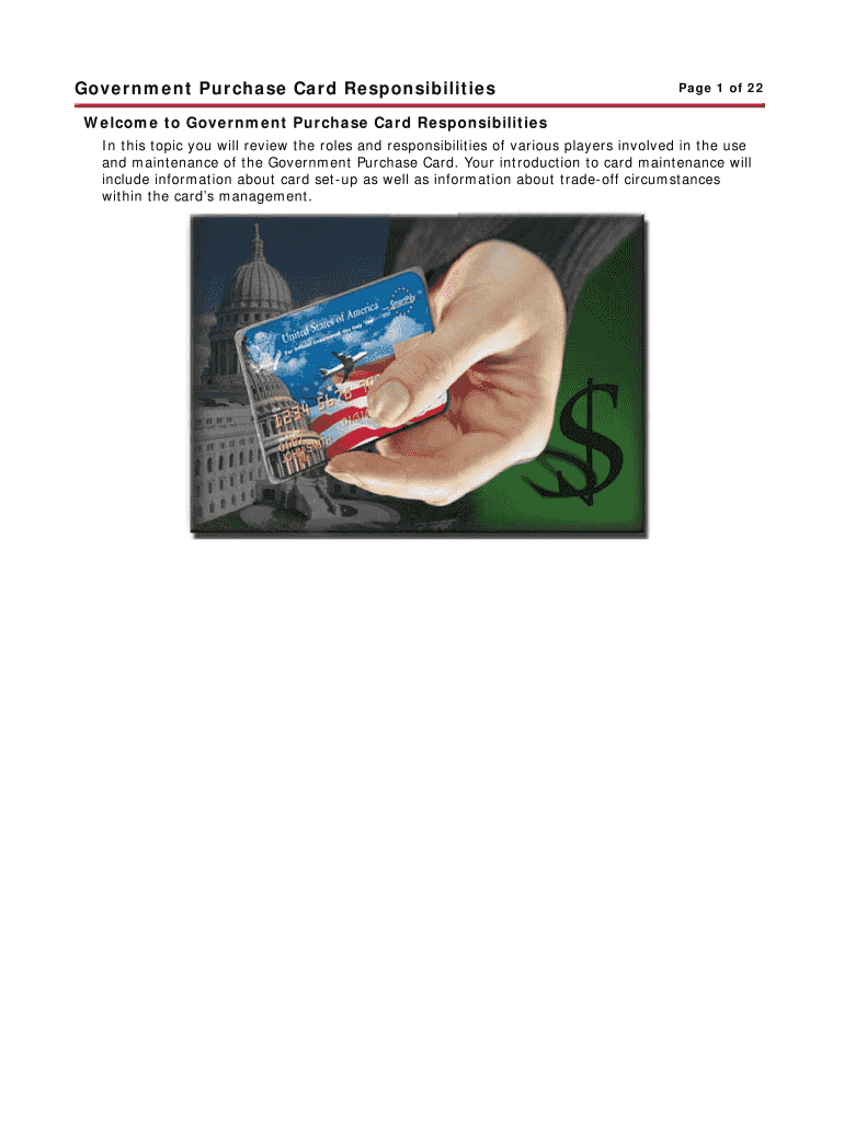 Fillable Online Government Purchase Card Responsibilities Fax Email