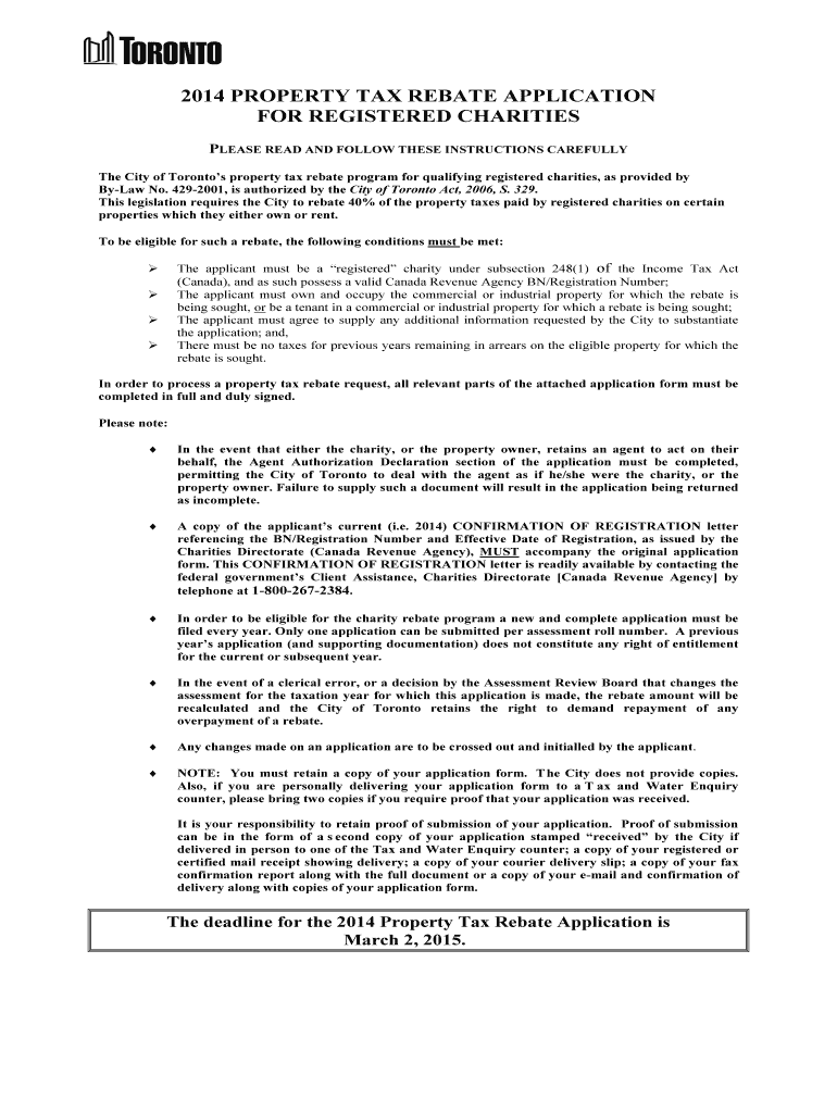 Fillable Online 2014 PROPERTY TAX REBATE APPLICATION FOR Fax Email