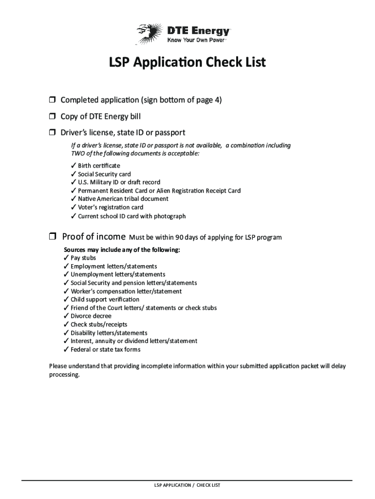 MI THAW LSP Application Form Fill and Sign Printable Template Online