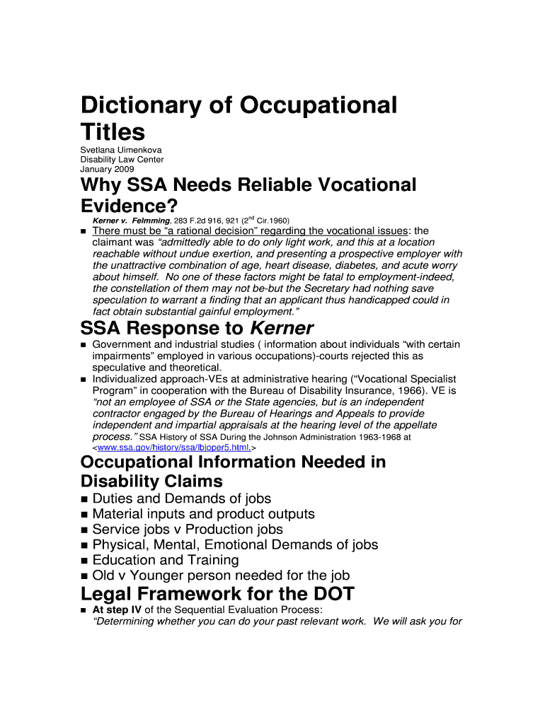 Dictionary Of Occupational Titles