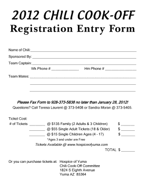 Chili Cook Off Sign Up Sheet - Fill Online, Printable, Fillable, Blank