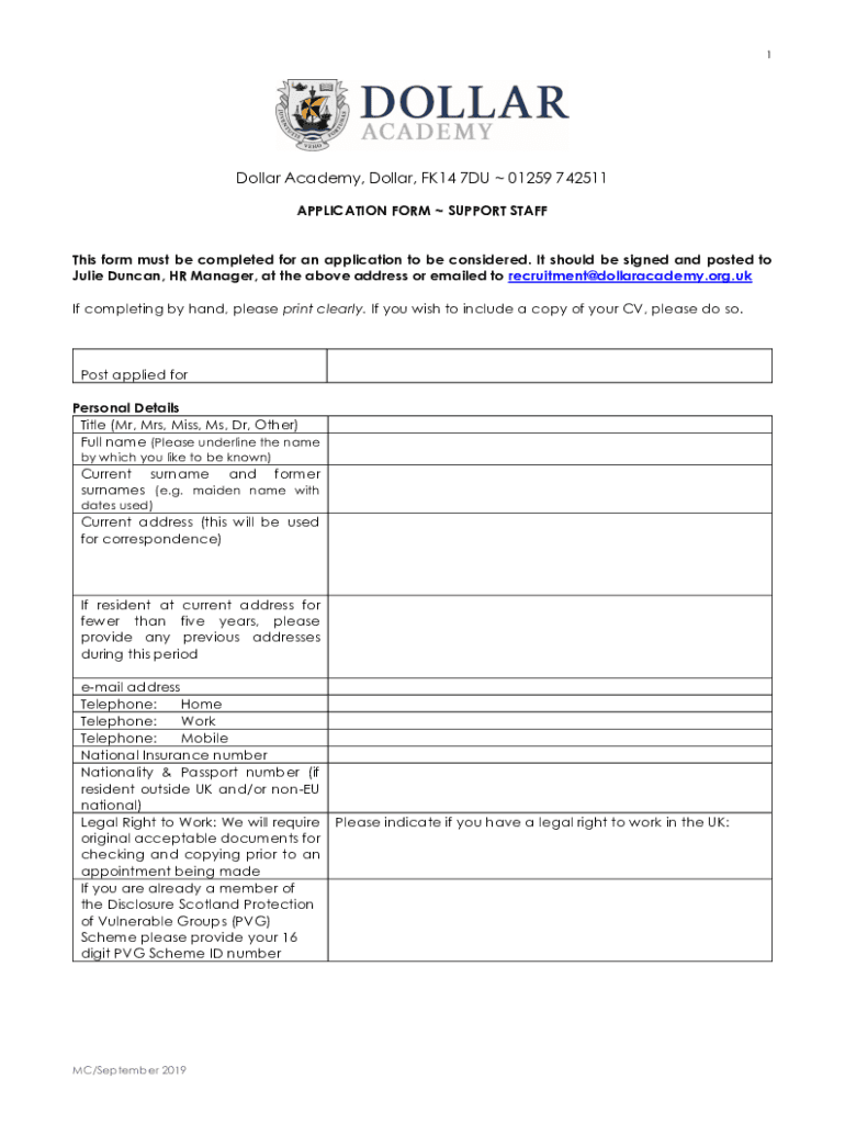 Fillable Online EATON BANK SCHOOL Job Application Form Easy to Fill