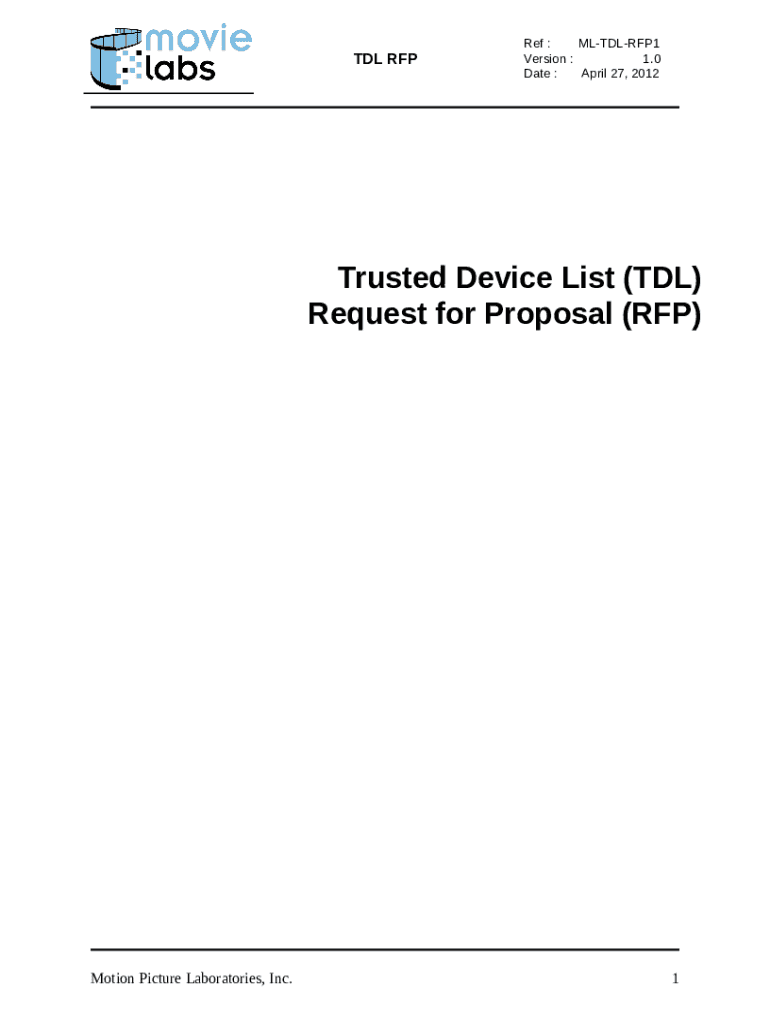 Trusted Device List (TDL) Request for Proposal (RFP) Doc Template