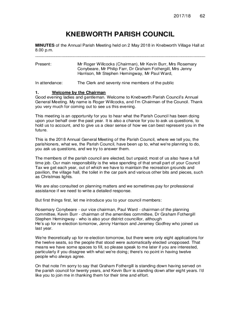 Fillable Online Brixworth Parish Council Working towards a better