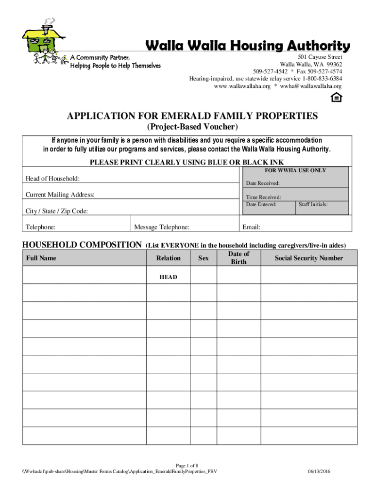 Fillable Online Fillable Online Rental Assistance Walla Walla Housing