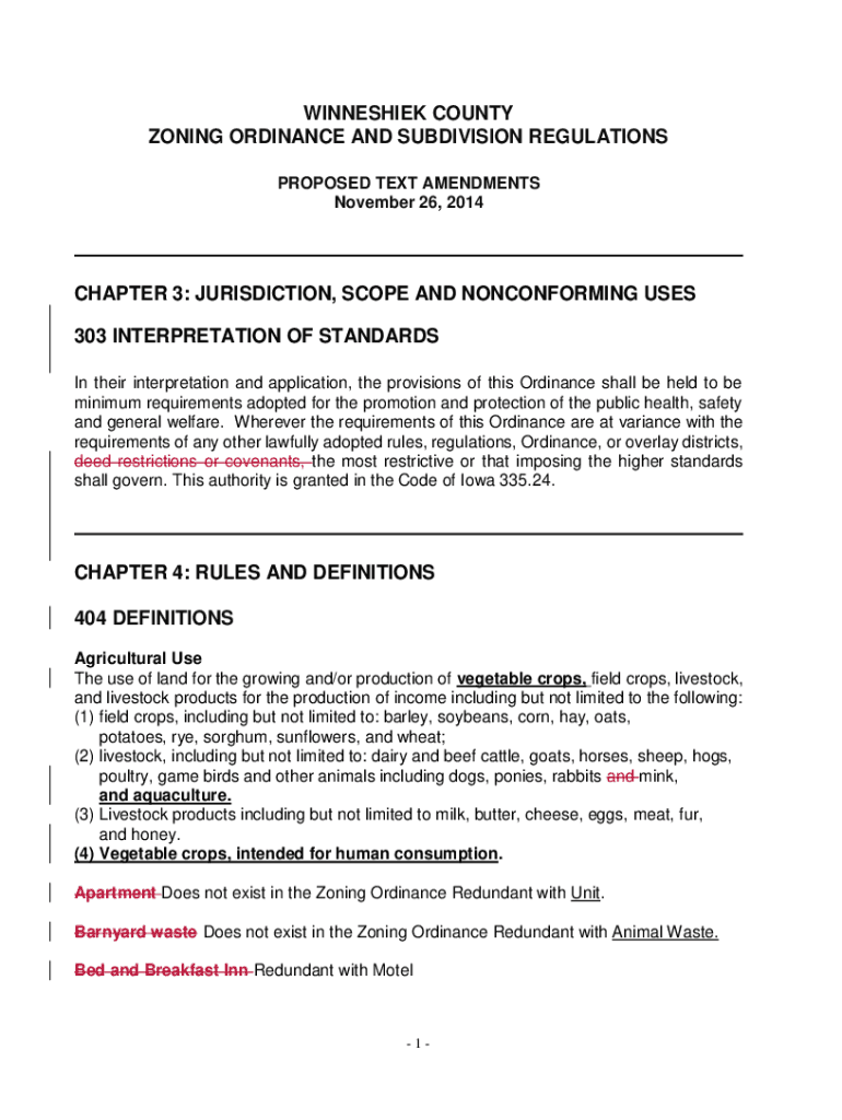 Fillable Online winneshiekcounty.iowa.govwpcontentuploadsWINNESHIEK COUNTY ZONING ORDINANCE AND