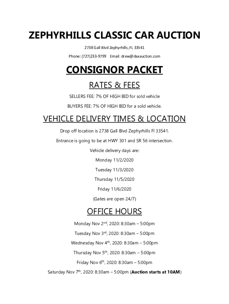 Fillable Online Zephyrhills Festival & Auction 2738 Gall Blvd