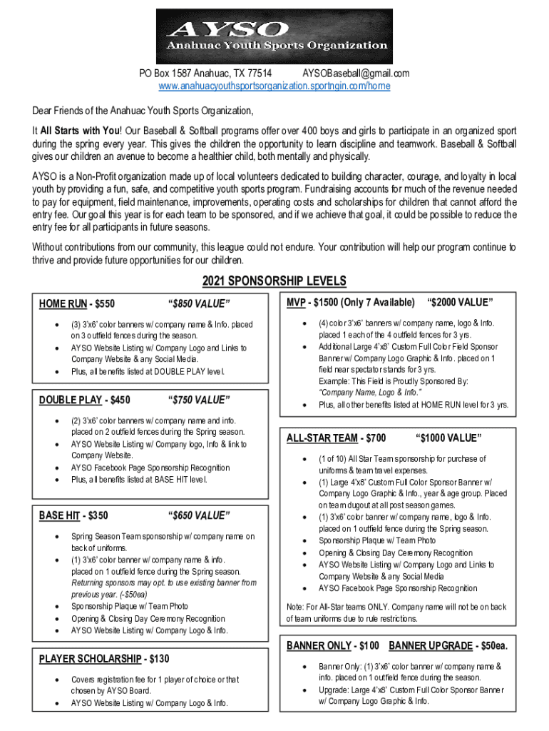 Fillable Online Anahuac Youth Sports OrganizationAnahuac, TXCause IQ