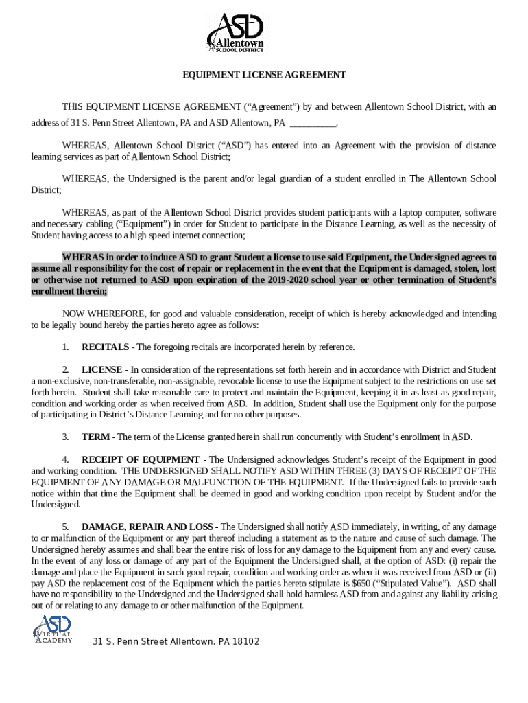 Equipment License Agreement Sample ContractsLaw Insider Doc Template