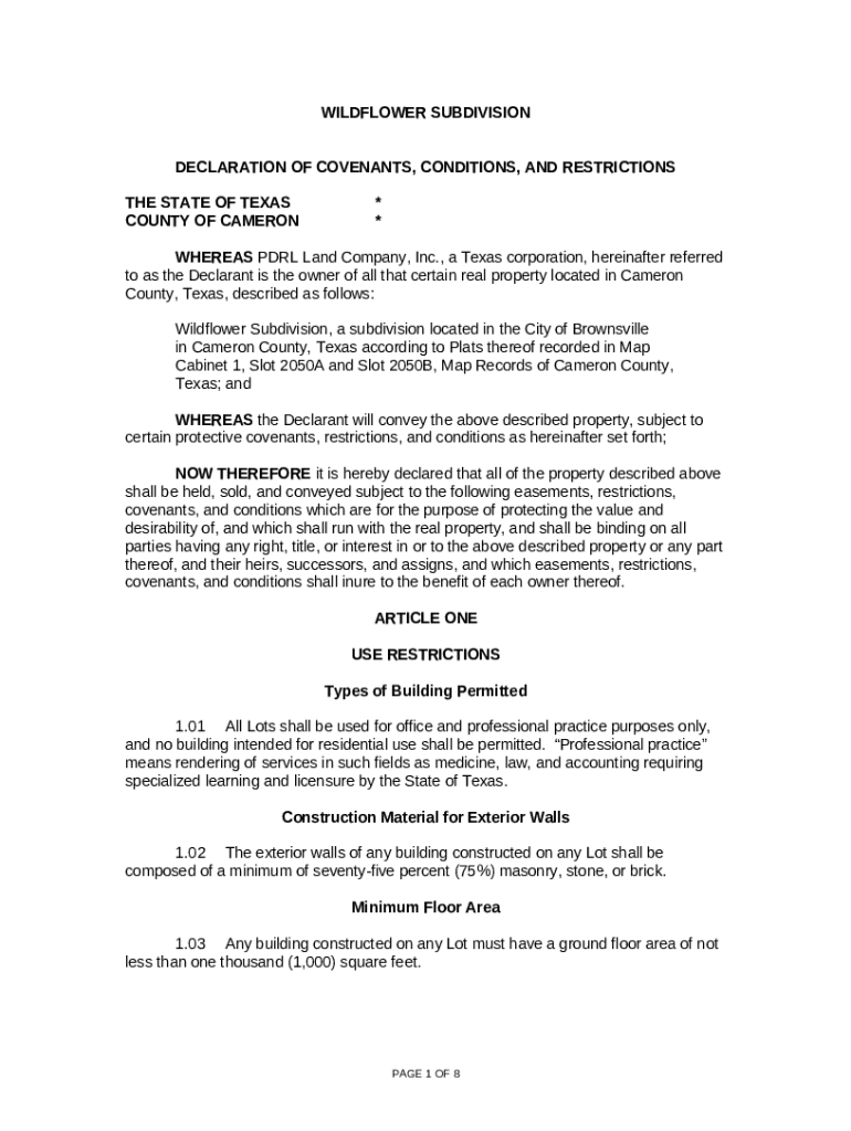 DECLARATION OF COVENANTS, CONDITIONS AND RESTRICTIONS H Doc