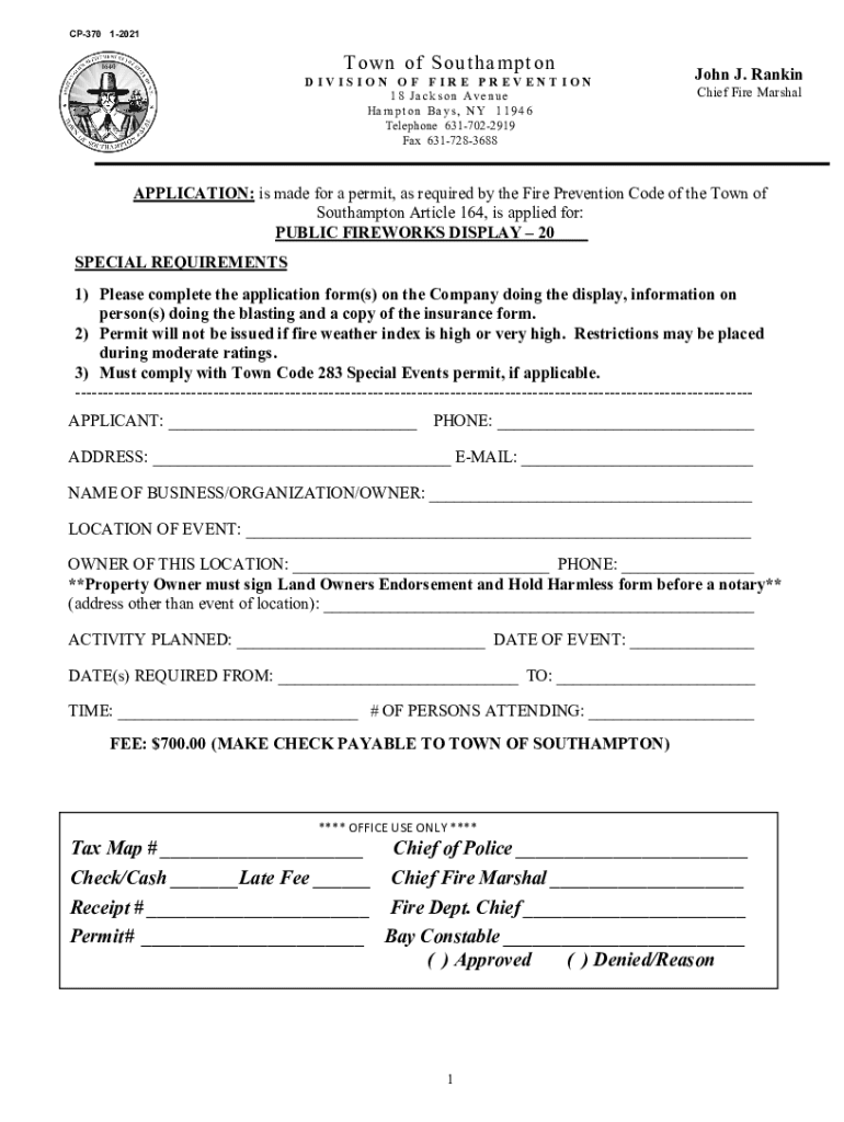 Fillable Online Town of Southampton Tax Map Chief of Police Check
