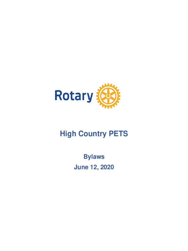 Fillable Online Bylaws of the Rotary Club of High Country PETS Fax