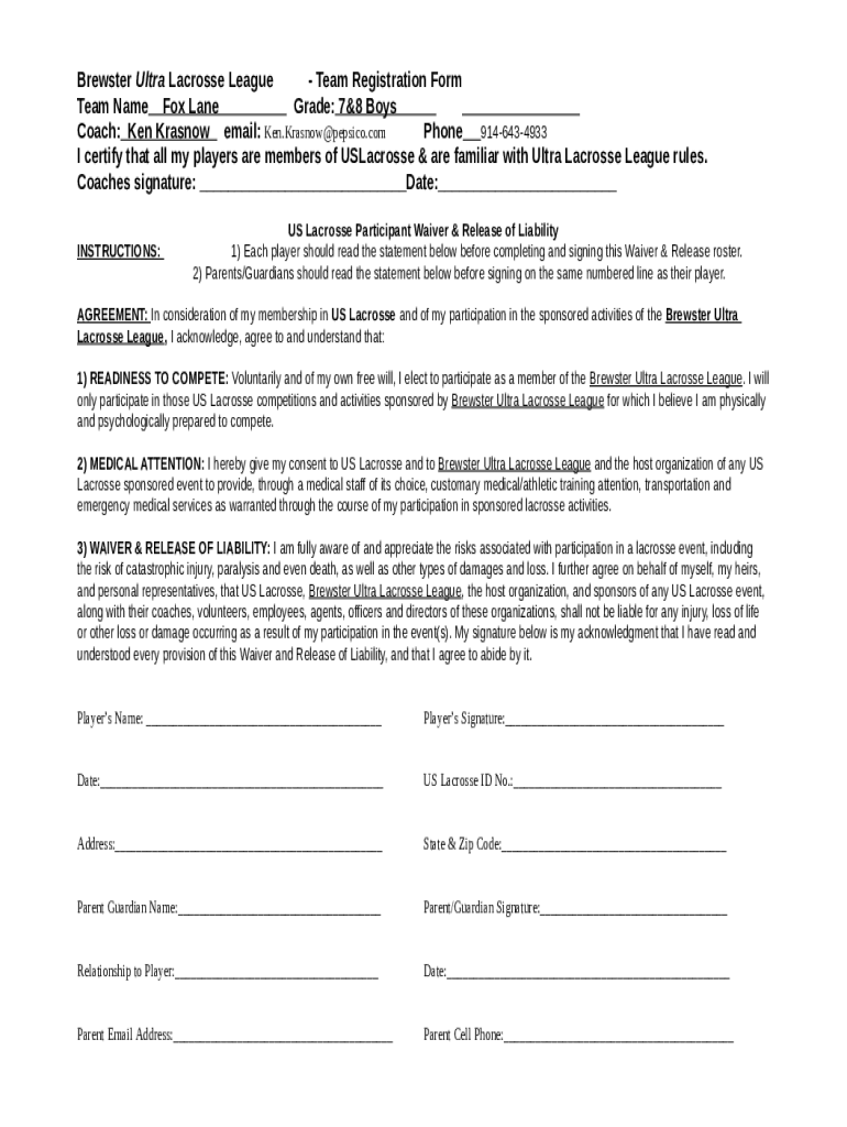 Text DocumentsUS Lacrosse Participant Waiver & Release of Liability