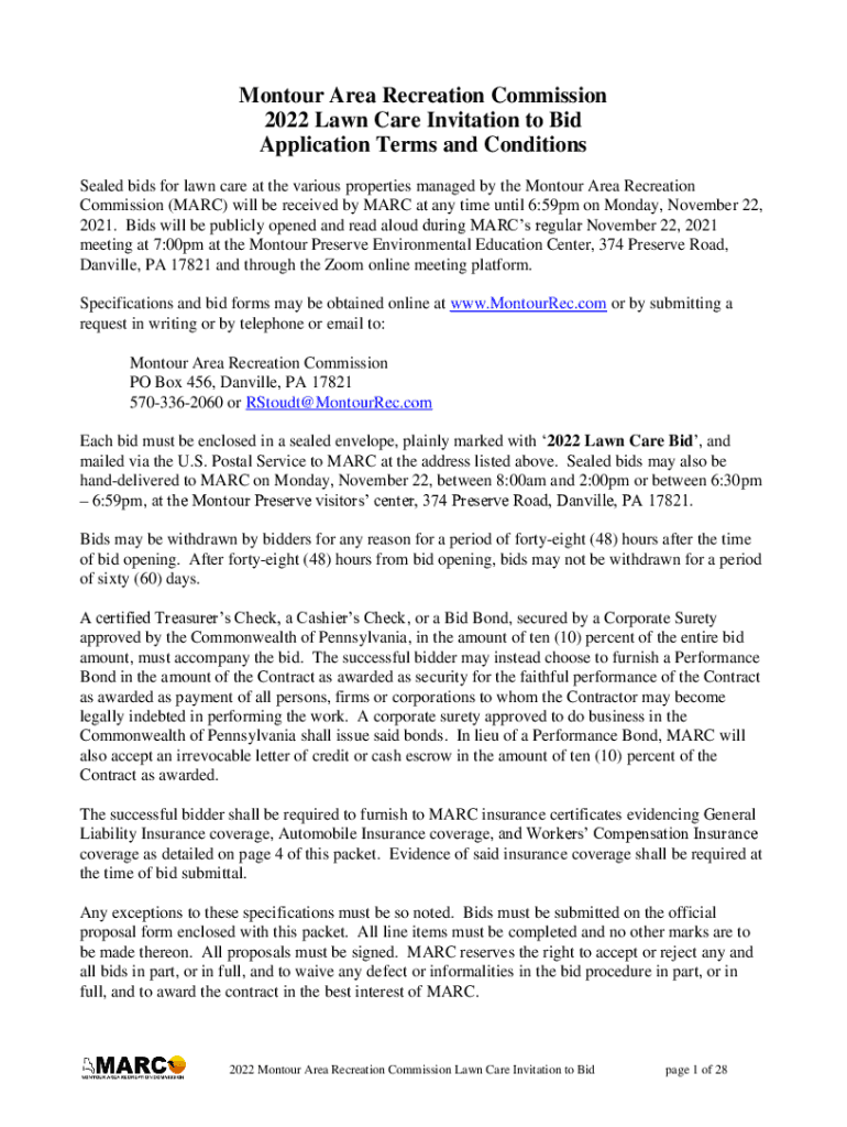 Fillable Online Montour Area Recreation Commission Fax Email Print