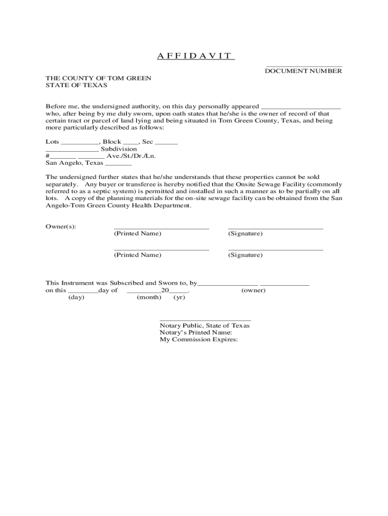 Fillable Online TEXAS HOME EQUITY AFFIDAVIT AND AGREEMENT (First Lien