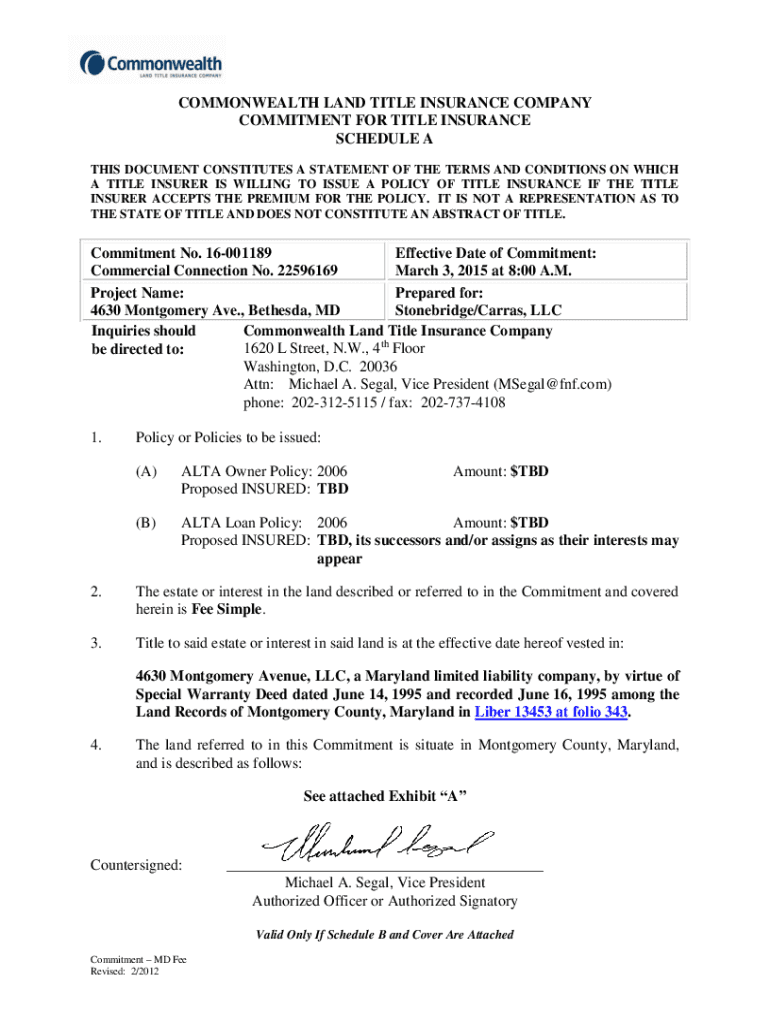 Fillable Online to Commonwealth Land Title Insurance