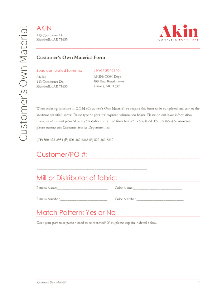 Fillable Online 113 Commerce Dr, Monticello, AR Akin House Inc Public