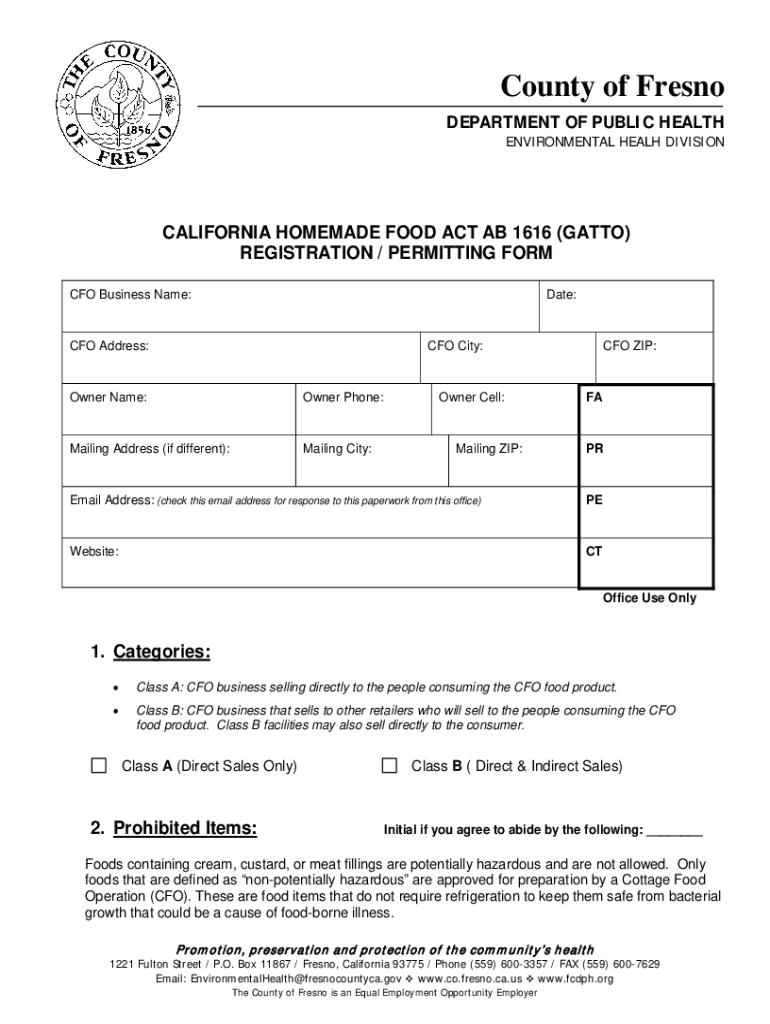 California homemade food act Fill out & sign online DocHub