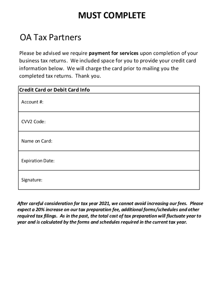 20212023 Form NY OA Tax Partners Business Questionnaire Fill Online