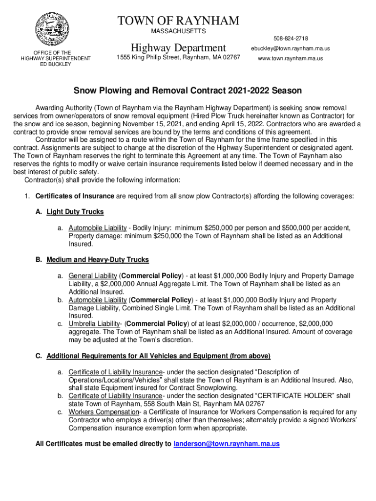 Fillable Online Highway Department town.raynham.ma.us Fax Email Print