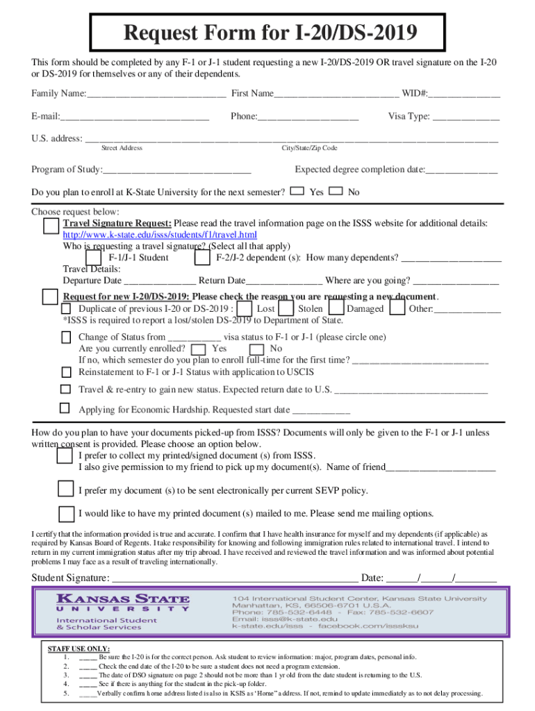 Fillable Online Travel Signatures and I20/DS2019