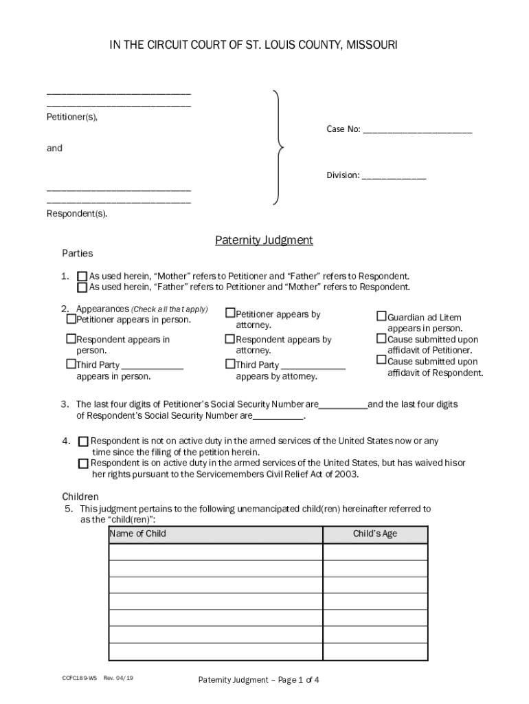 Fillable Online ago.mo.govdocsdefaultsourceIN THE CIRCUIT COURT OF SAINT LOUIS COUNTY STATE OF