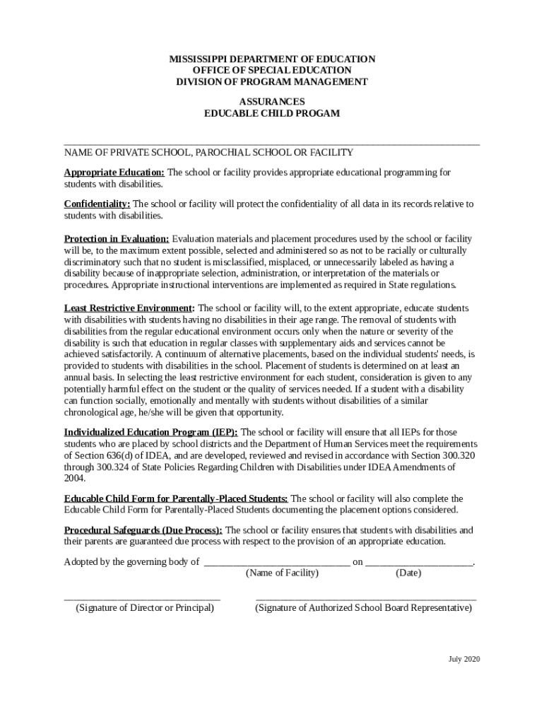 The Mississippi Department of Education Doc Template pdfFiller