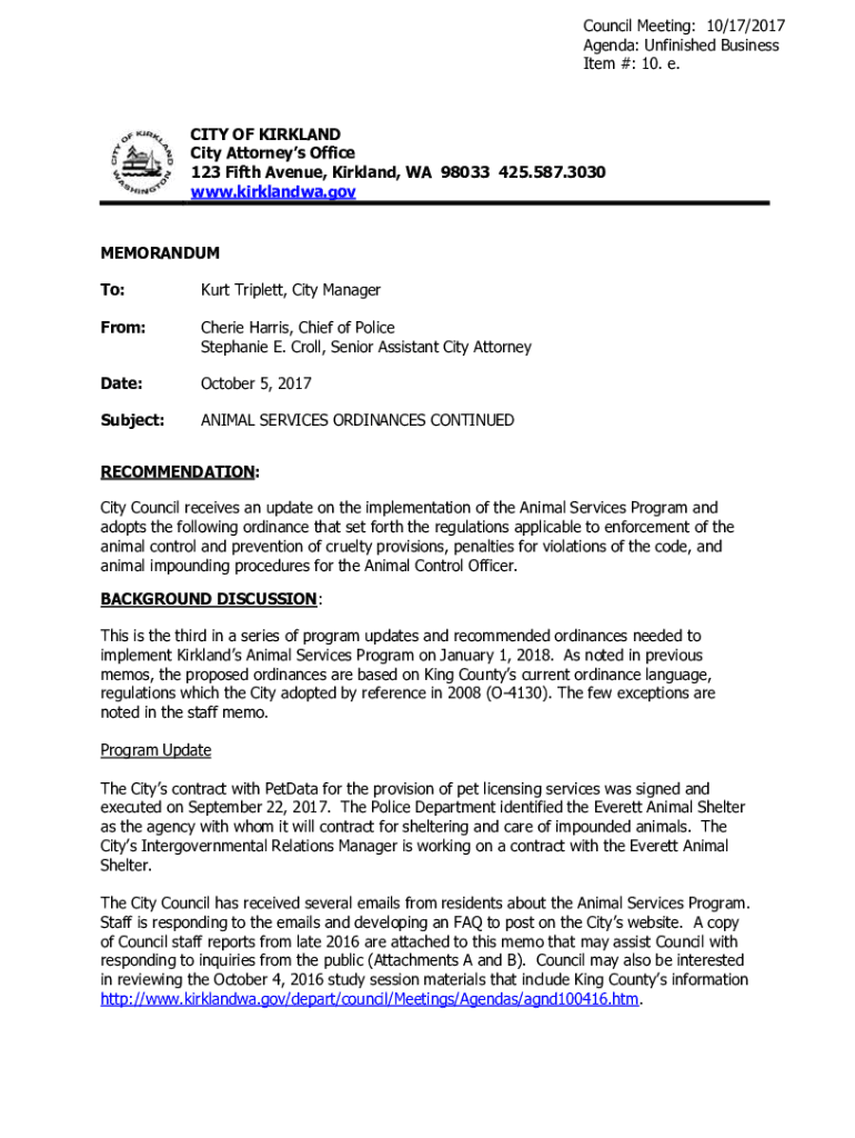 Fillable Online CITY OF KIRKLAND 123 Fifth Avenue, Kirkland, WA 98033