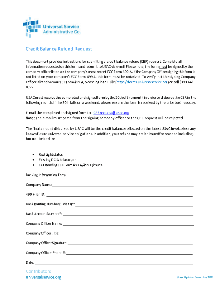 20212024 Form Universal Service Administrative Company Credit Balance