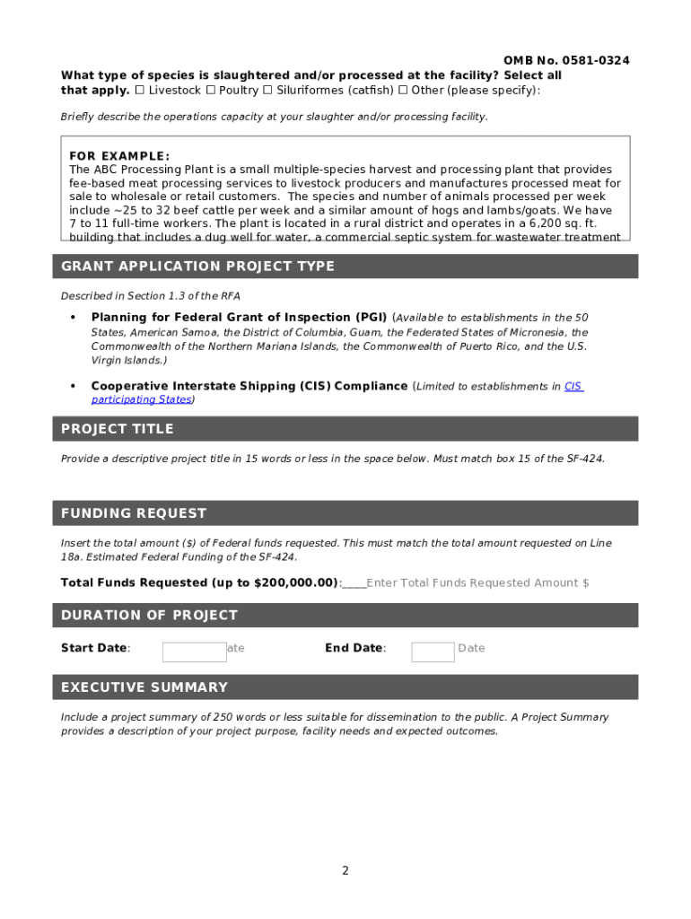 MEAT AND POULTRY INSPECTION READINESS GRANT PROJECT NARRATIVE TEMPLATE