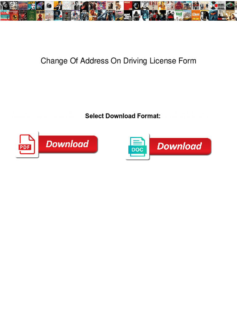 Fillable Online Change Of Address On Driving License Form. Change Of