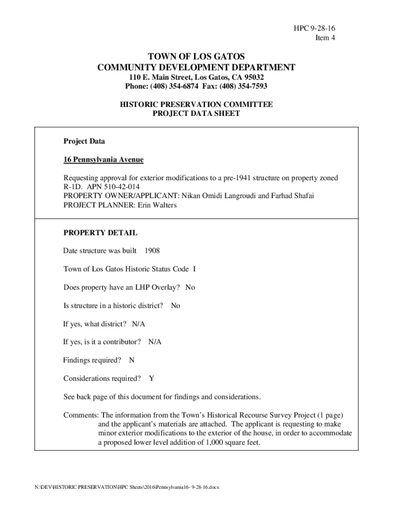 Fillable Online weblink.losgatosca.govLink0TOWN OF LOS GATOS