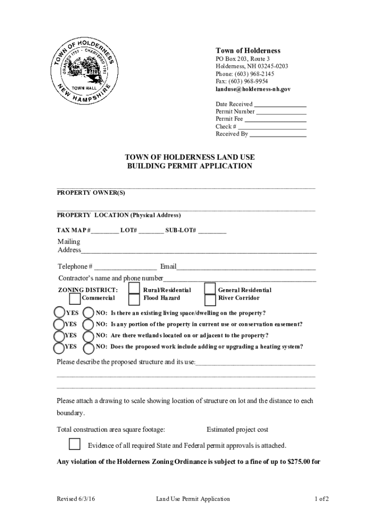 Fillable Online www.holdernessnh.govfilesdemolitionpermitTOWN OF
