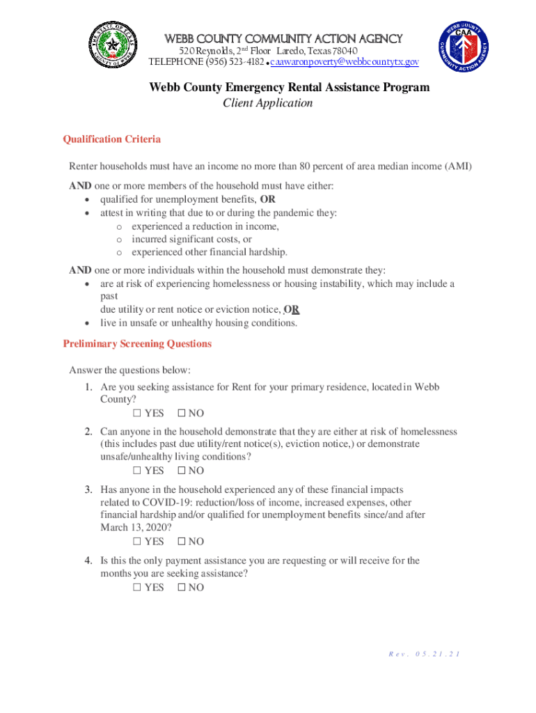Fillable Online b County Emergency Rental Assistance Program Client