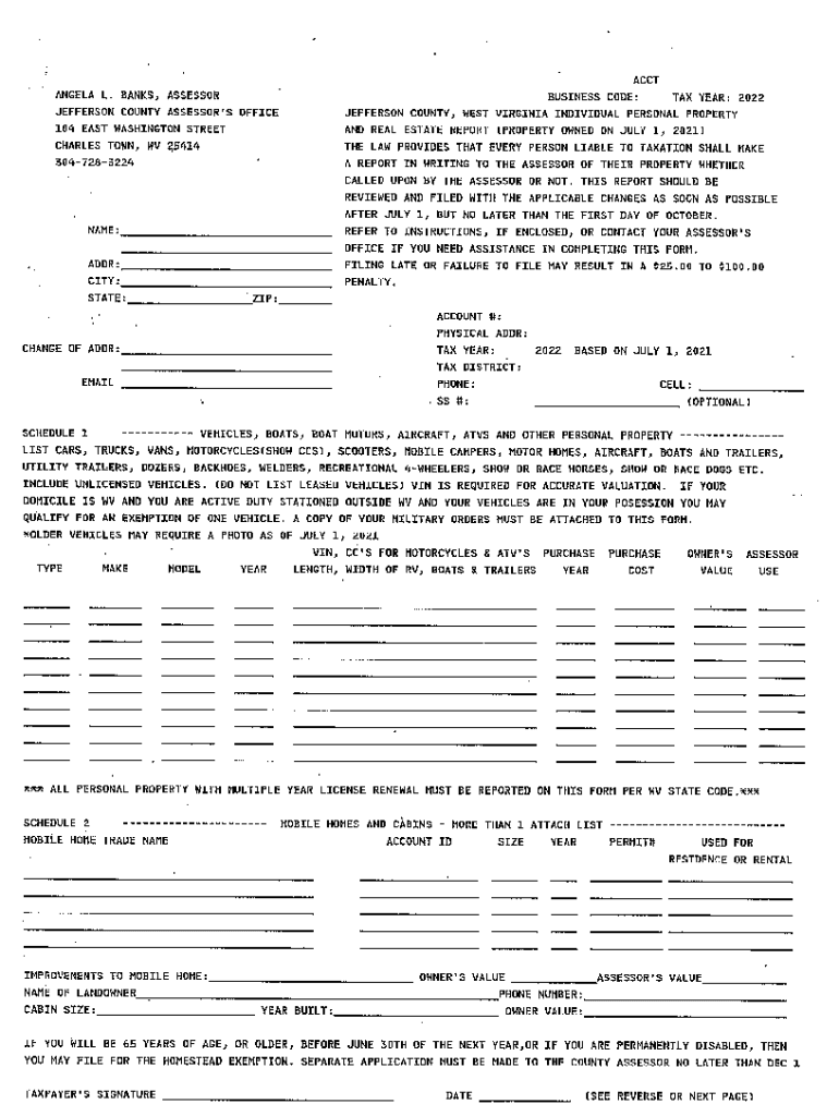 Fillable Online tax.wv.govPagesPropertyTaxCountyAssessorsCounty