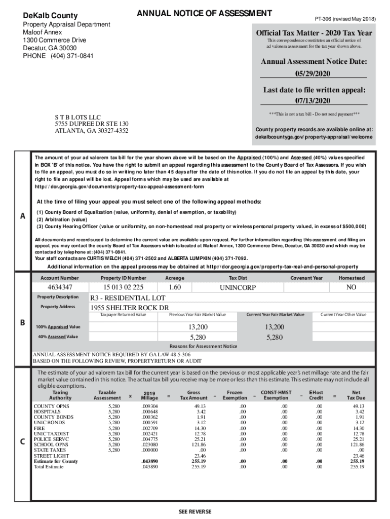 Fillable Online propertyappraisal.dekalbcountyga.gov DocumentsANNU AL
