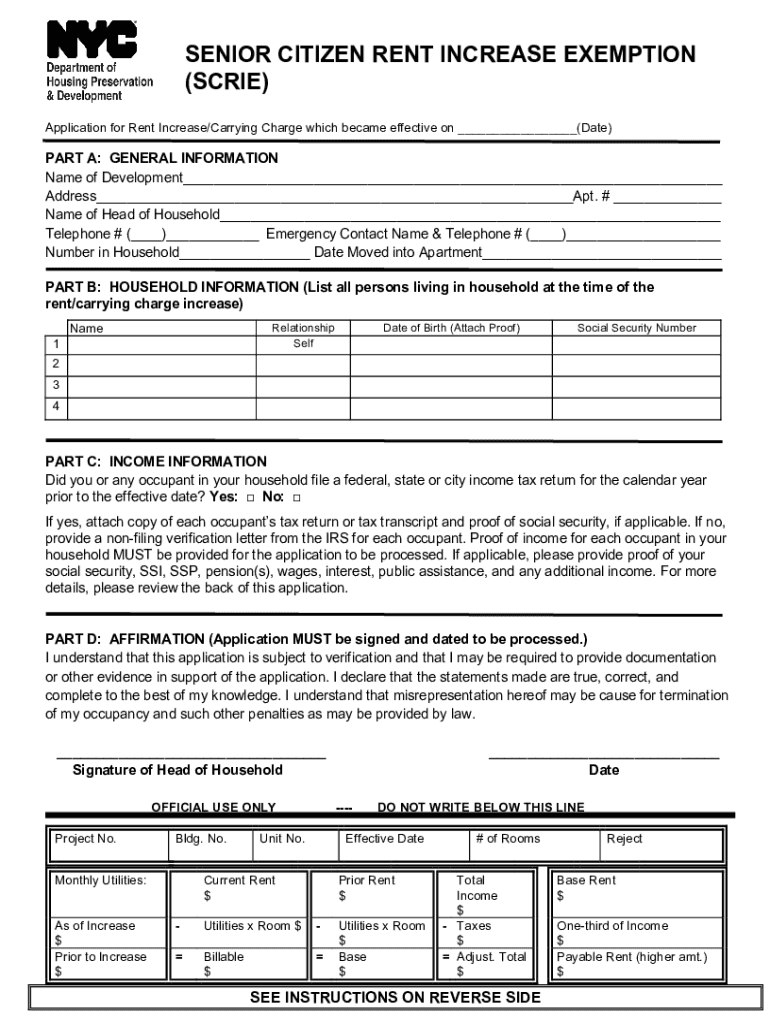 Fillable Online www1.nyc.govassetsrentfreezeHow to Complete the SCRIE