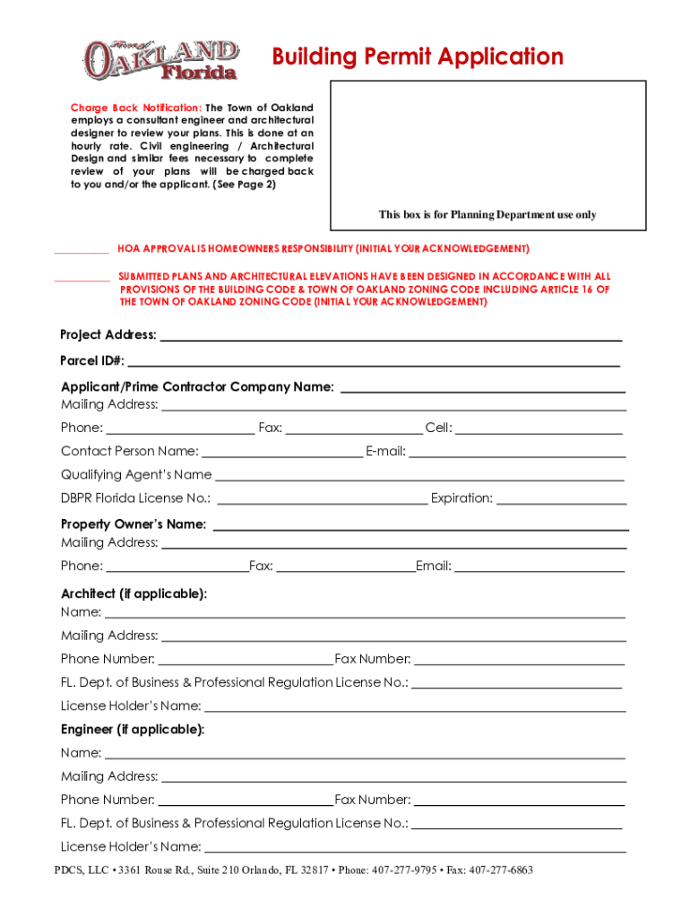 Fillable Online of Oakland Building Department Limited