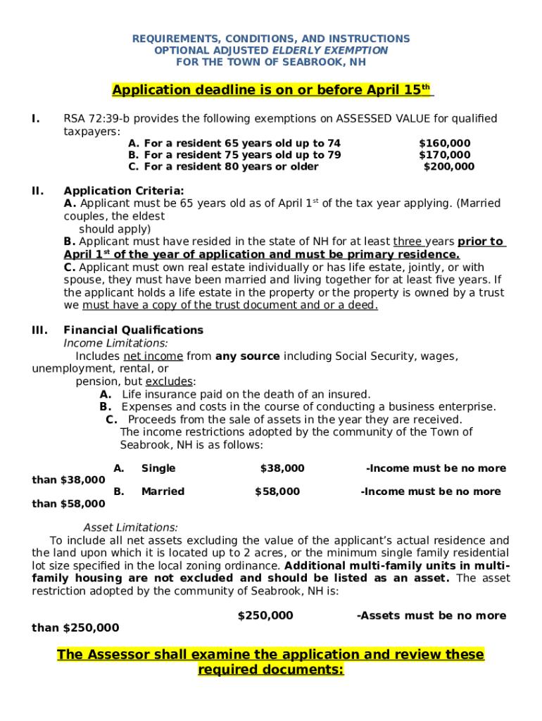 SENIOR EXEMPTION FOR PROPERTY TAX Doc Template pdfFiller