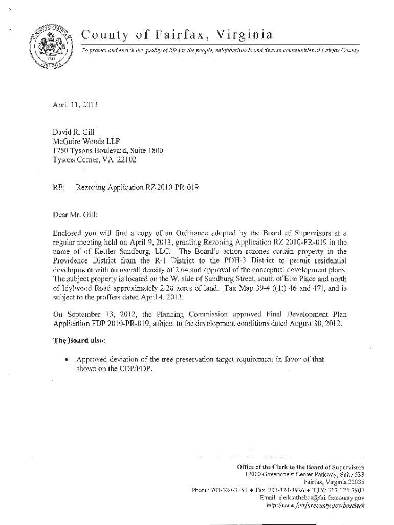 Fillable Online fairfaxcounty PROPOSED DEVELOPMENT CONDITIONS