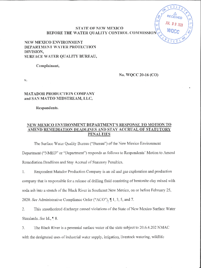 Fillable Online STATE OF NEW MEXICO 2 WATER QUALITY CONTROL COMMISSION