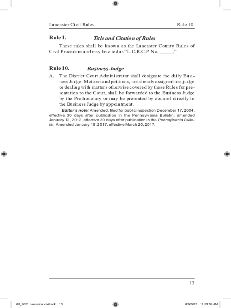 Fillable Online Title and Citation of Rules apps.co.lancaster.pa.us