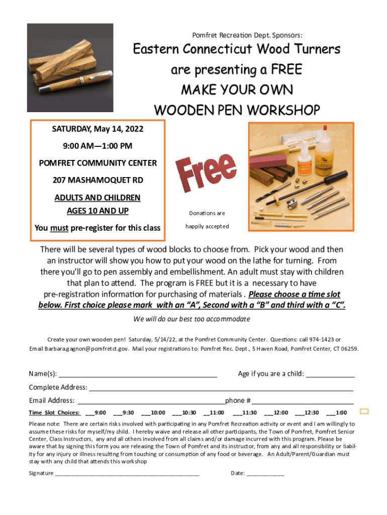 Fillable Online Pomfret Recreation Department Pomfret Center Fax