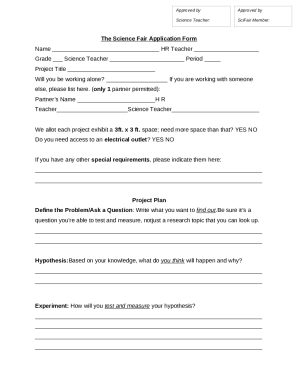 The Science Fair Application Doc Template | pdfFiller