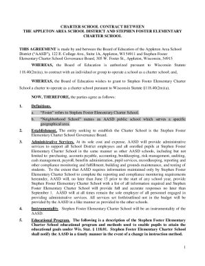 Fillable Online foster aasd k12 wi CHARTER SCHOOL CONTRACT BETWEEN THE