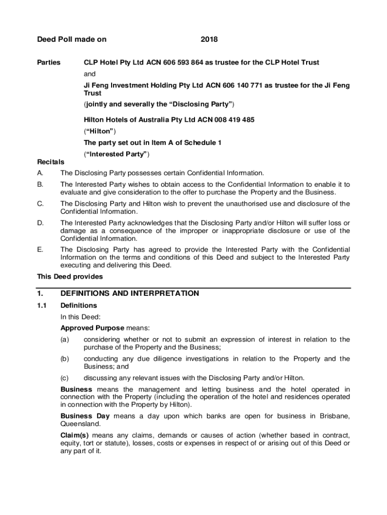 Fillable Online CRPPTEN004 Confidentiality Deed Poll.docx Chisholm